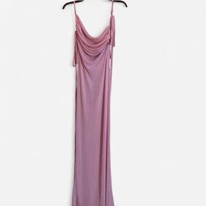 Sheer Pink Draped Maxi Dress